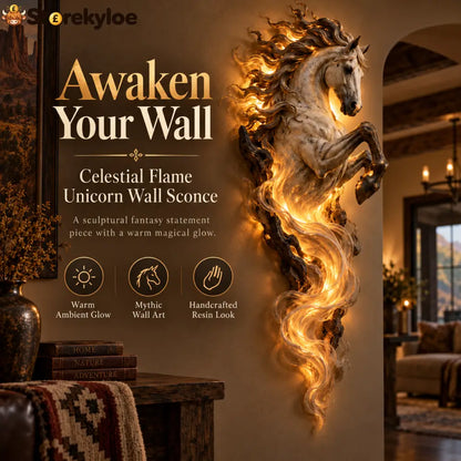 🦄 Celestial Flame Unicorn™ Wall Sconce – A Magical Guardian Awakens on Your Wall