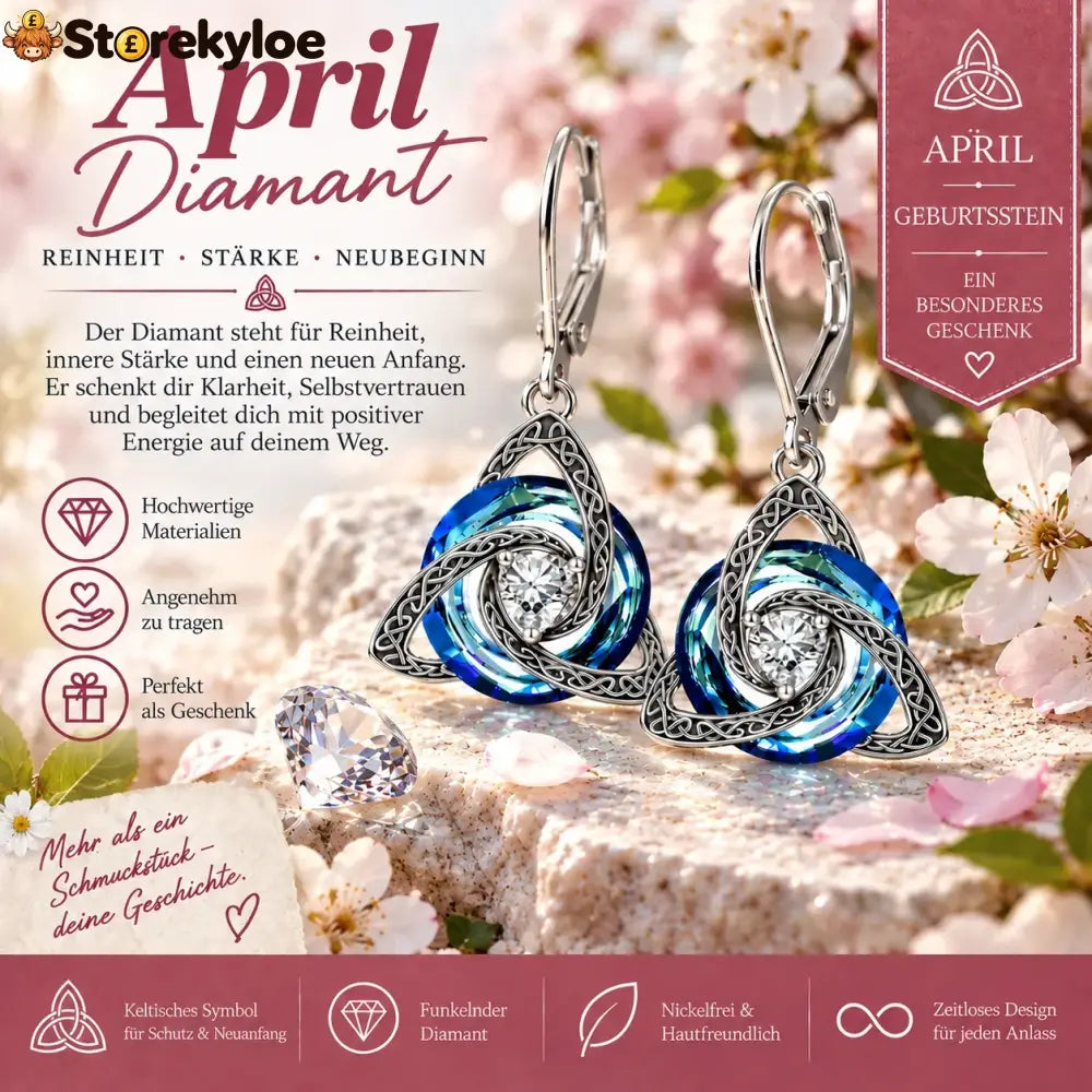 ✨ Celtic birthstone earrings – Timeless elegance with personal meaning - April