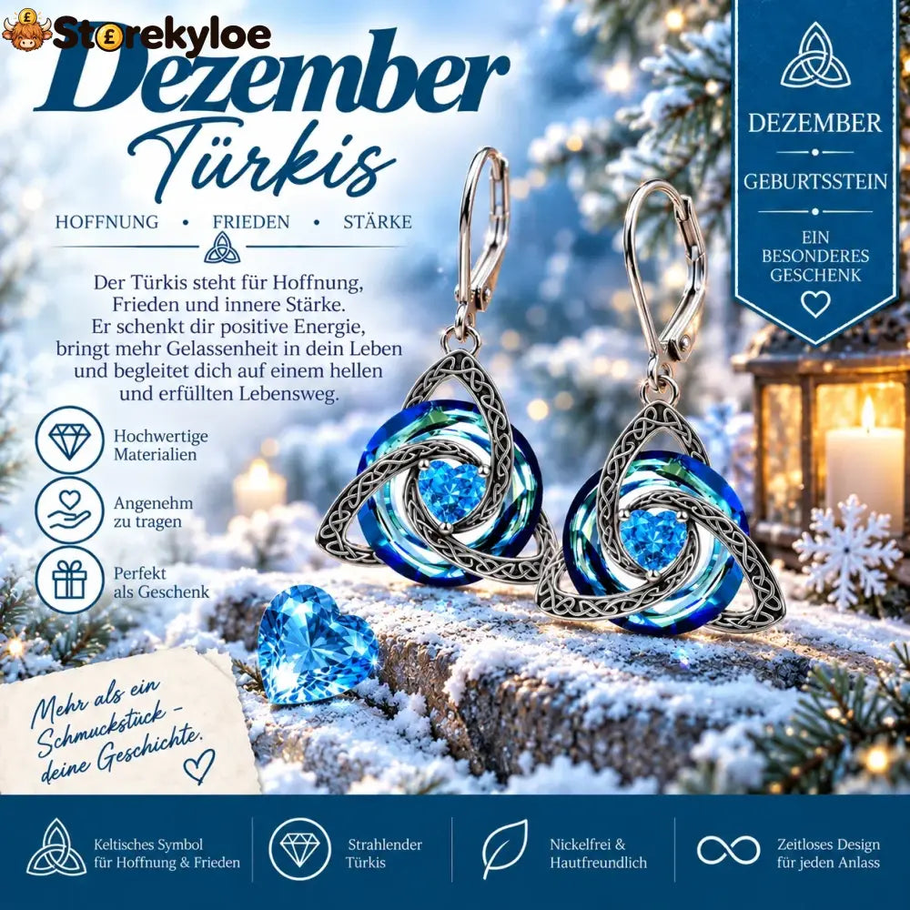 ✨ Celtic birthstone earrings – Timeless elegance with personal meaning - December