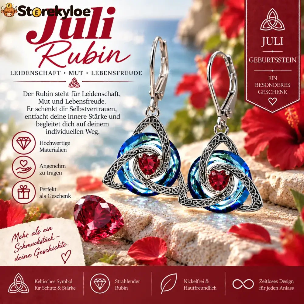✨ Celtic birthstone earrings – Timeless elegance with personal meaning - July