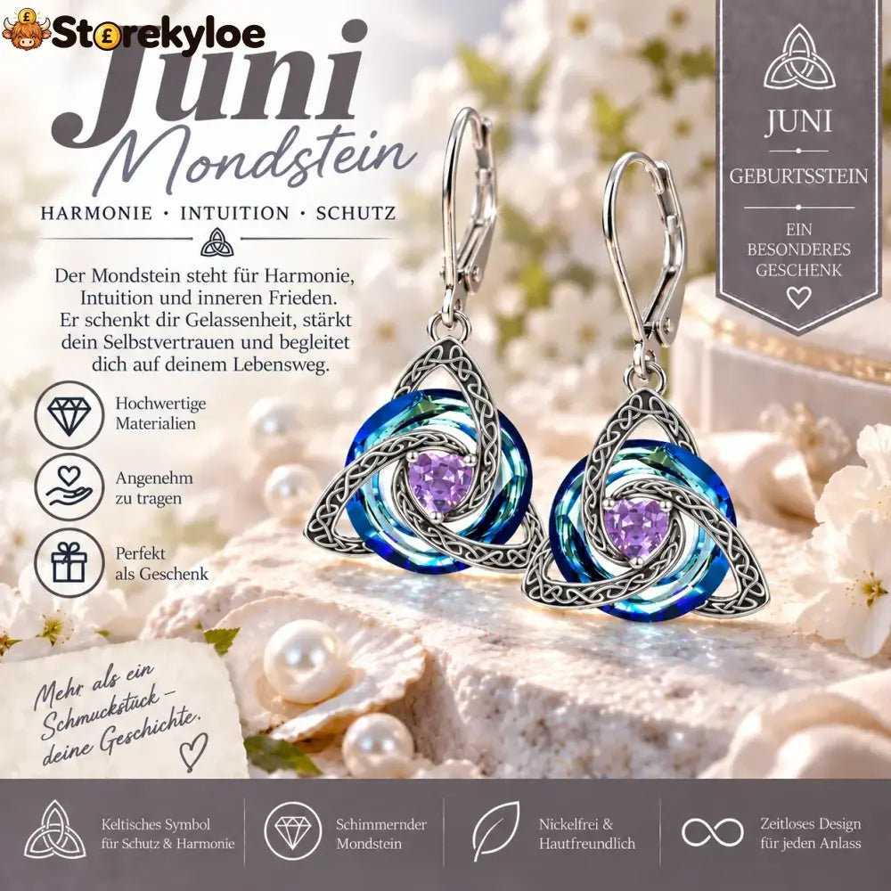 ✨ Celtic birthstone earrings – Timeless elegance with personal meaning - June