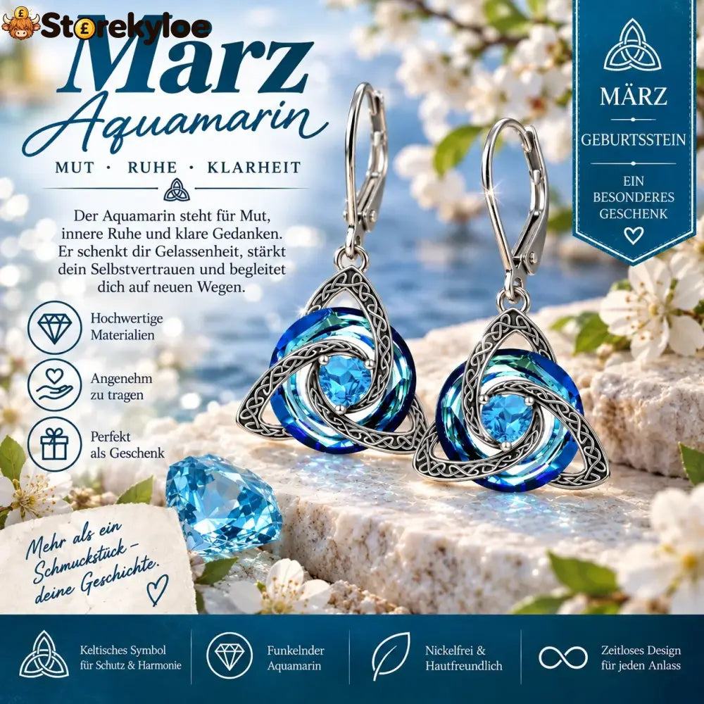✨ Celtic birthstone earrings – Timeless elegance with personal meaning - March