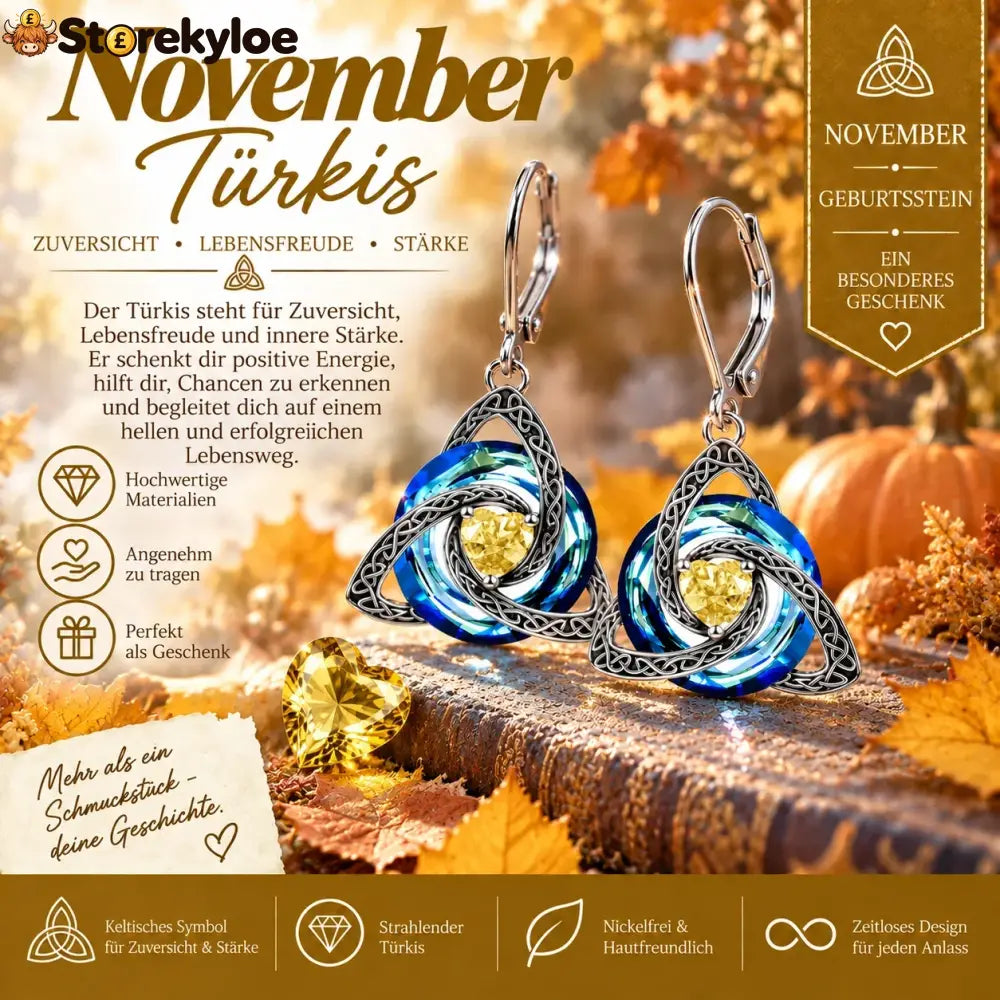 ✨ Celtic birthstone earrings – Timeless elegance with personal meaning - November