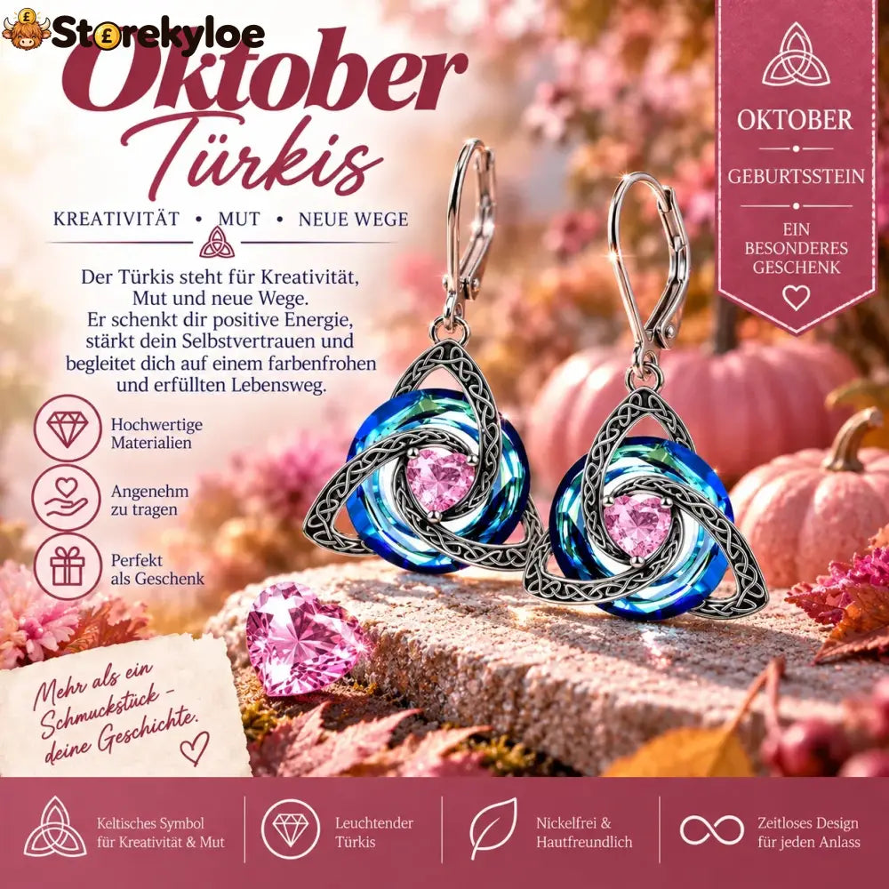 ✨ Celtic birthstone earrings – Timeless elegance with personal meaning - October