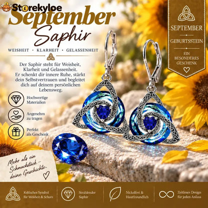 ✨ Celtic birthstone earrings – Timeless elegance with personal meaning - September