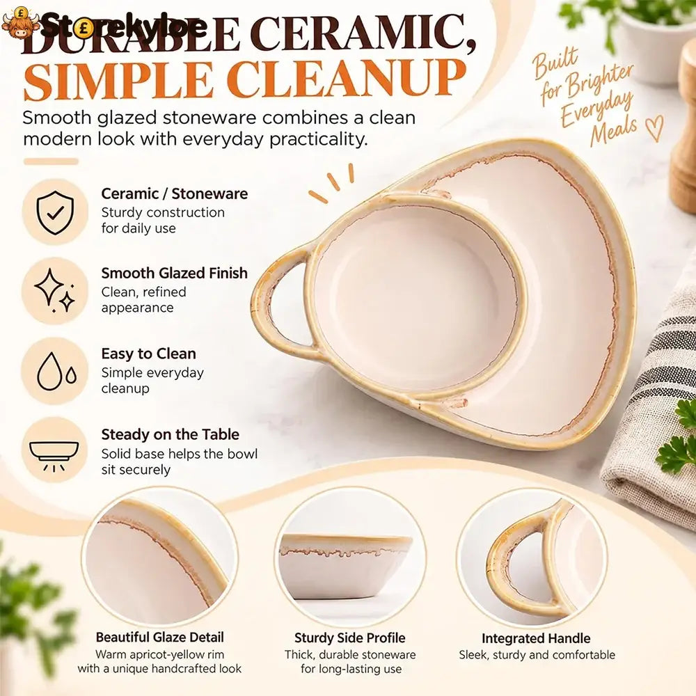 Ceramic Soup & Toasty Bowls with Handles – Rustic Reactive Glaze Design