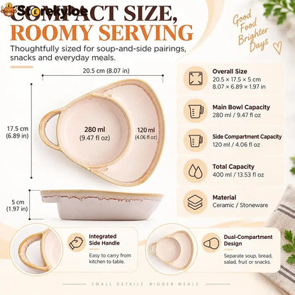 Ceramic Soup & Toasty Bowls with Handles – Rustic Reactive Glaze Design