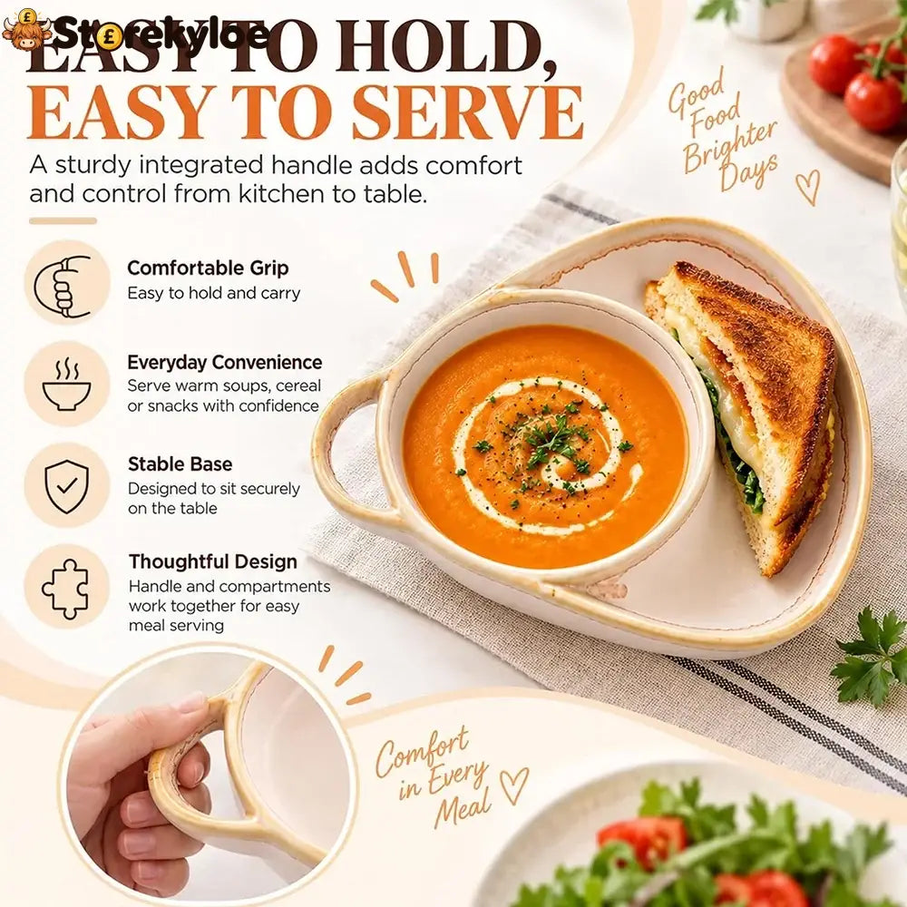 Ceramic Soup & Toasty Bowls with Handles – Rustic Reactive Glaze Design