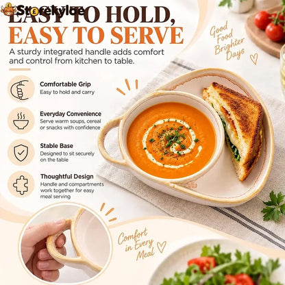 Ceramic Soup & Toasty Bowls with Handles – Rustic Reactive Glaze Design