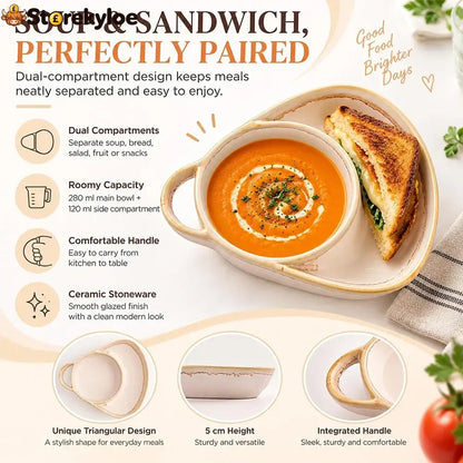 Ceramic Soup & Toasty Bowls with Handles – Rustic Reactive Glaze Design