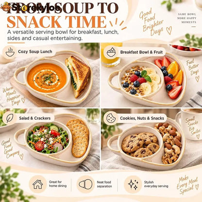 Ceramic Soup & Toasty Bowls with Handles – Rustic Reactive Glaze Design