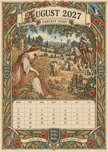 🏰 A Year of Knightly Tales – 2027 Medieval-Inspired British Wall Calendar