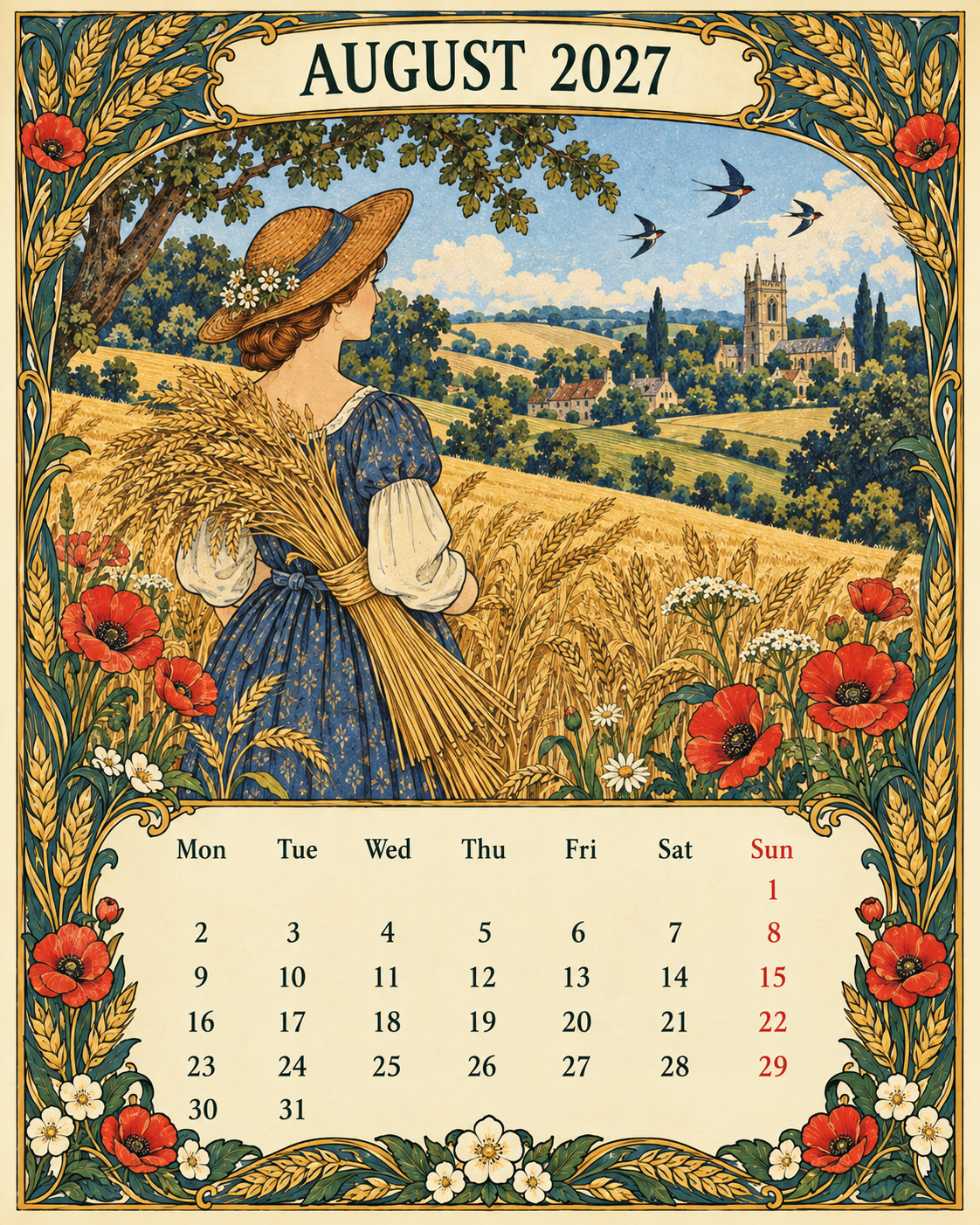 🌿 A Year of Timeless Days 2027 Wall Calendar – Storybook Gardens & Country Charm ：Afternoon tea, changing seasons and the beauty of unhurried days.