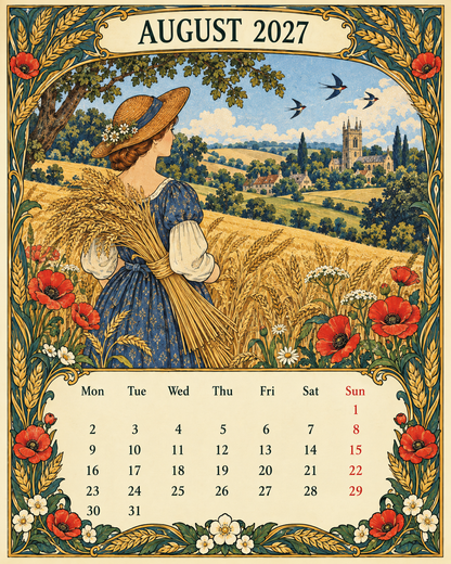 🌿 A Year of Timeless Days 2027 Wall Calendar – Storybook Gardens & Country Charm ：Afternoon tea, changing seasons and the beauty of unhurried days.