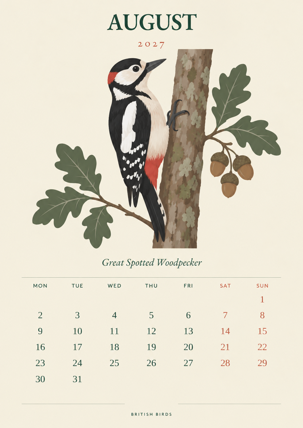 🐦 British Birds 2027 Wall Calendar  Nature Close to Home——A Year of Familiar Birds, Beautiful Blooms & Little Moments of Joy