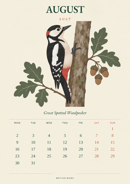 🐦 British Birds 2027 Wall Calendar  Nature Close to Home——A Year of Familiar Birds, Beautiful Blooms & Little Moments of Joy