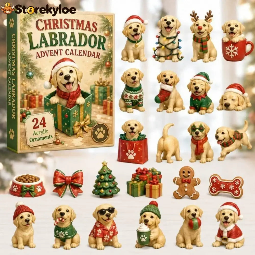 CHRISMAST KICKOFF 48% OFF - 2026 Labrador Gift Box Blind Box - 24-Day Festive Countdown Acrylic Charms Blind Box - Gift