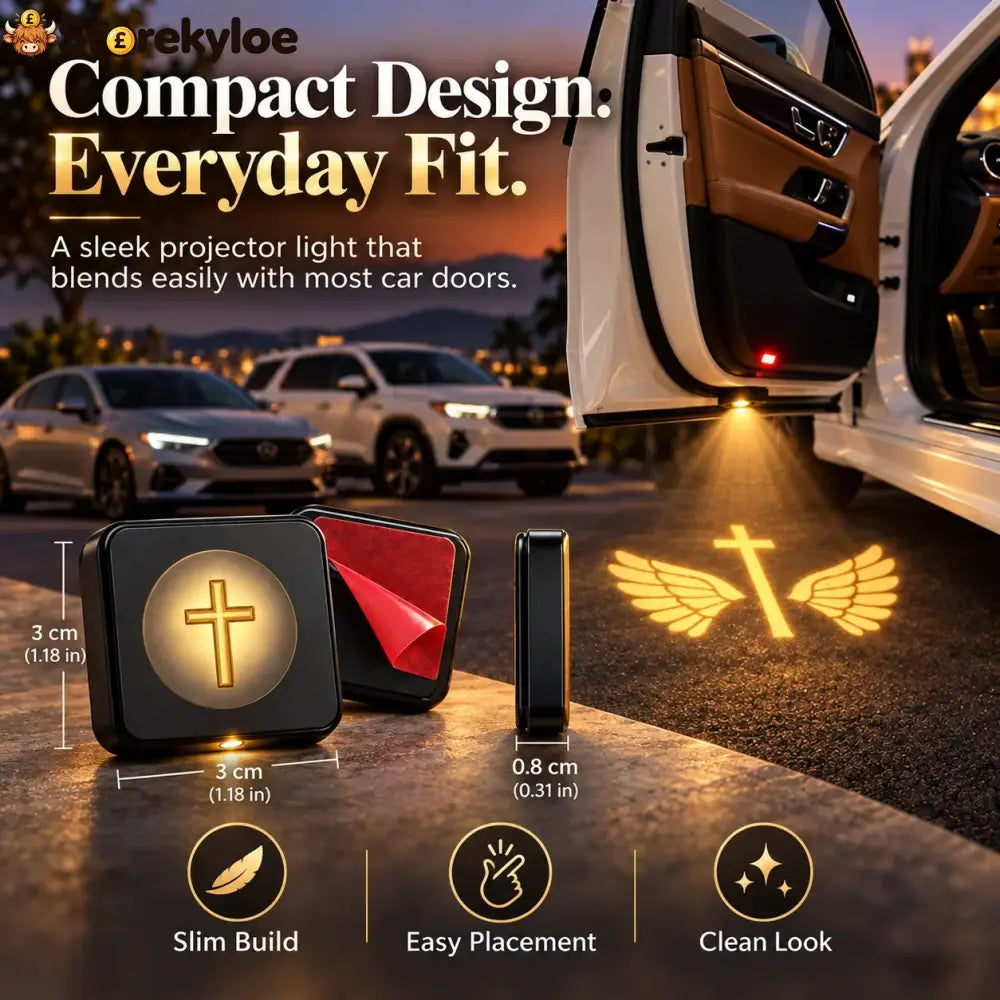 🎁 Christian LED Car Door Projector Light 🚘🙏 | Golden Cross & Jesus Welcome Glow 💛🌟 | Faith-Inspired Car Interior &