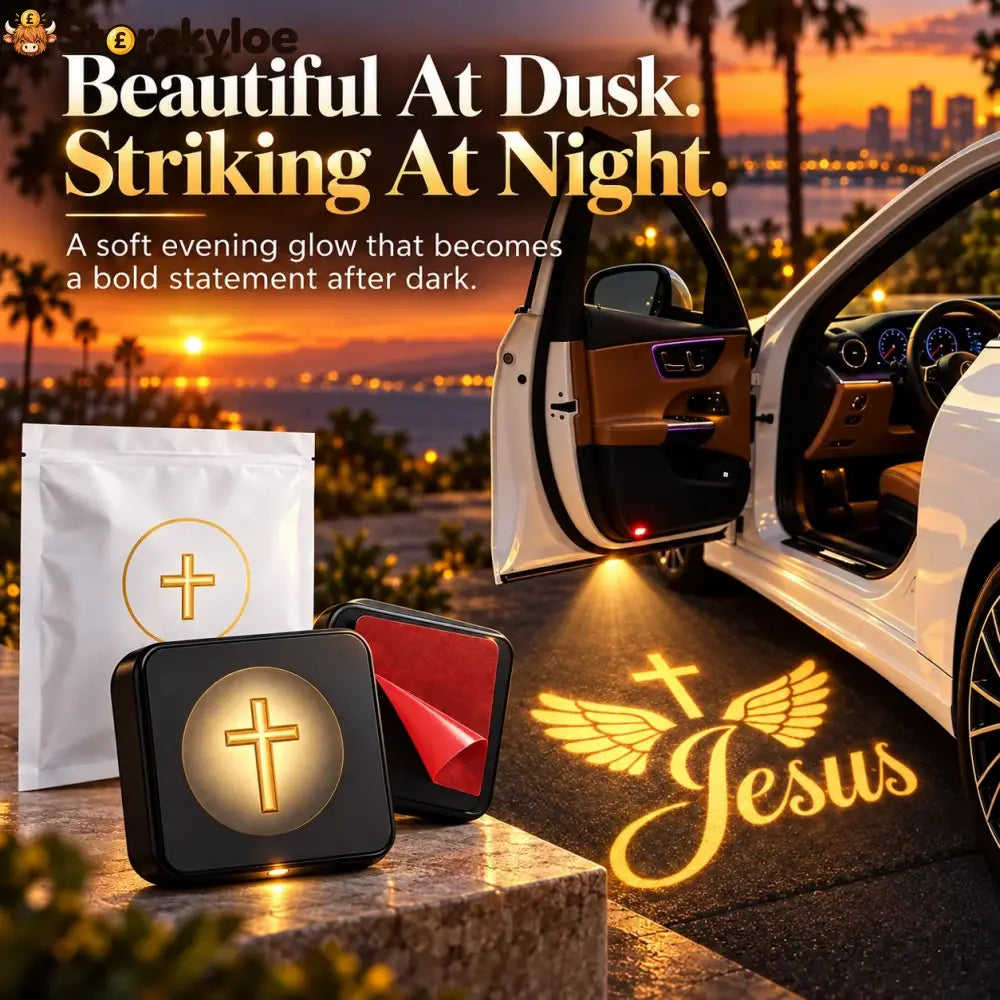 🎁 Christian LED Car Door Projector Light 🚘🙏 | Golden Cross & Jesus Welcome Glow 💛🌟 | Faith-Inspired Car Interior &