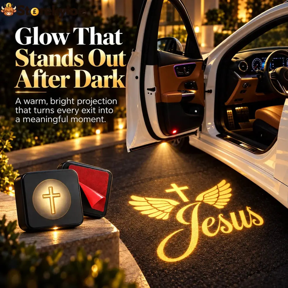 🎁 Christian LED Car Door Projector Light 🚘🙏 | Golden Cross & Jesus Welcome Glow 💛🌟 | Faith-Inspired Car Interior &