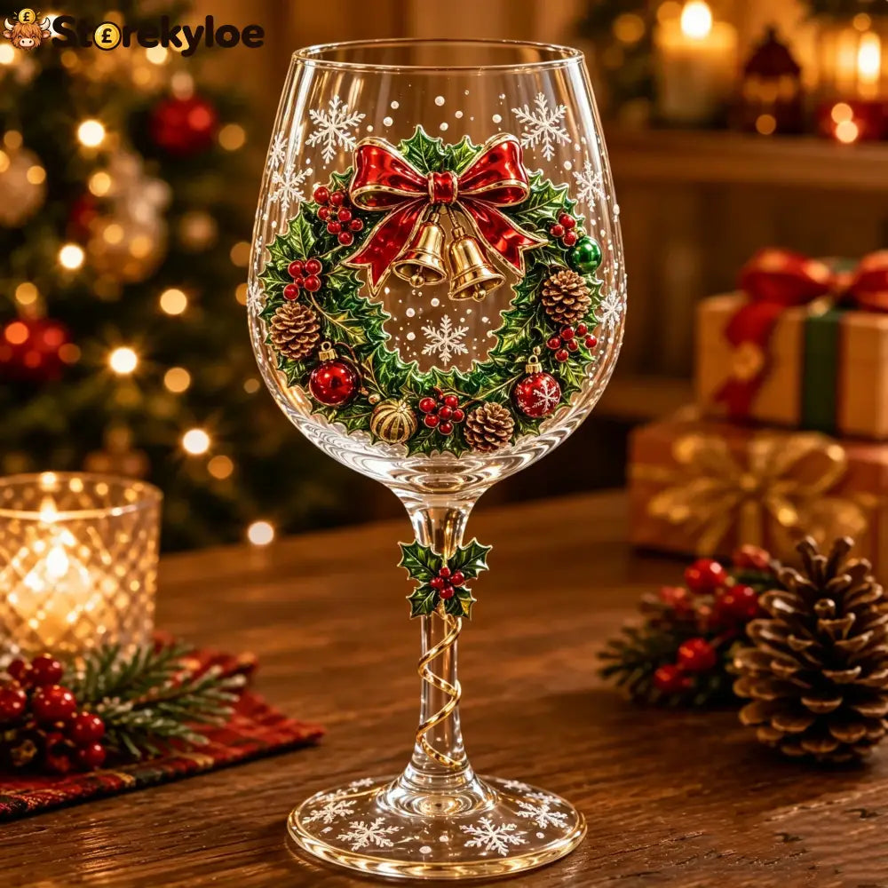 🔥🎁Christmas 3D Wine Glass Collection Gift Box Set✨ - Holiday Wreath / BUY 1