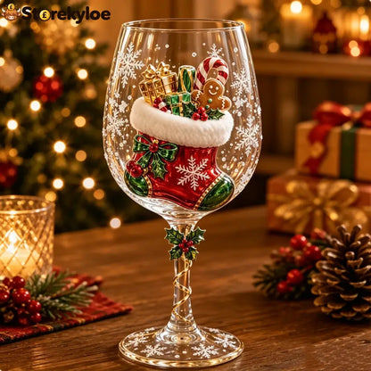 🔥🎁Christmas 3D Wine Glass Collection Gift Box Set✨ - Christmas Stocking / BUY 1