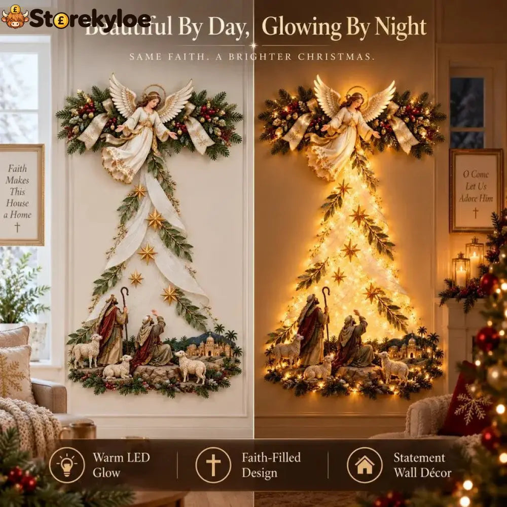 ✨ Christmas Angel Shepherd Wall Art With LED Lights
