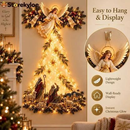 ✨ Christmas Angel Shepherd Wall Art With LED Lights