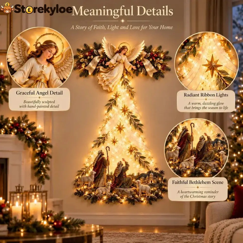 ✨ Christmas Angel Shepherd Wall Art With LED Lights