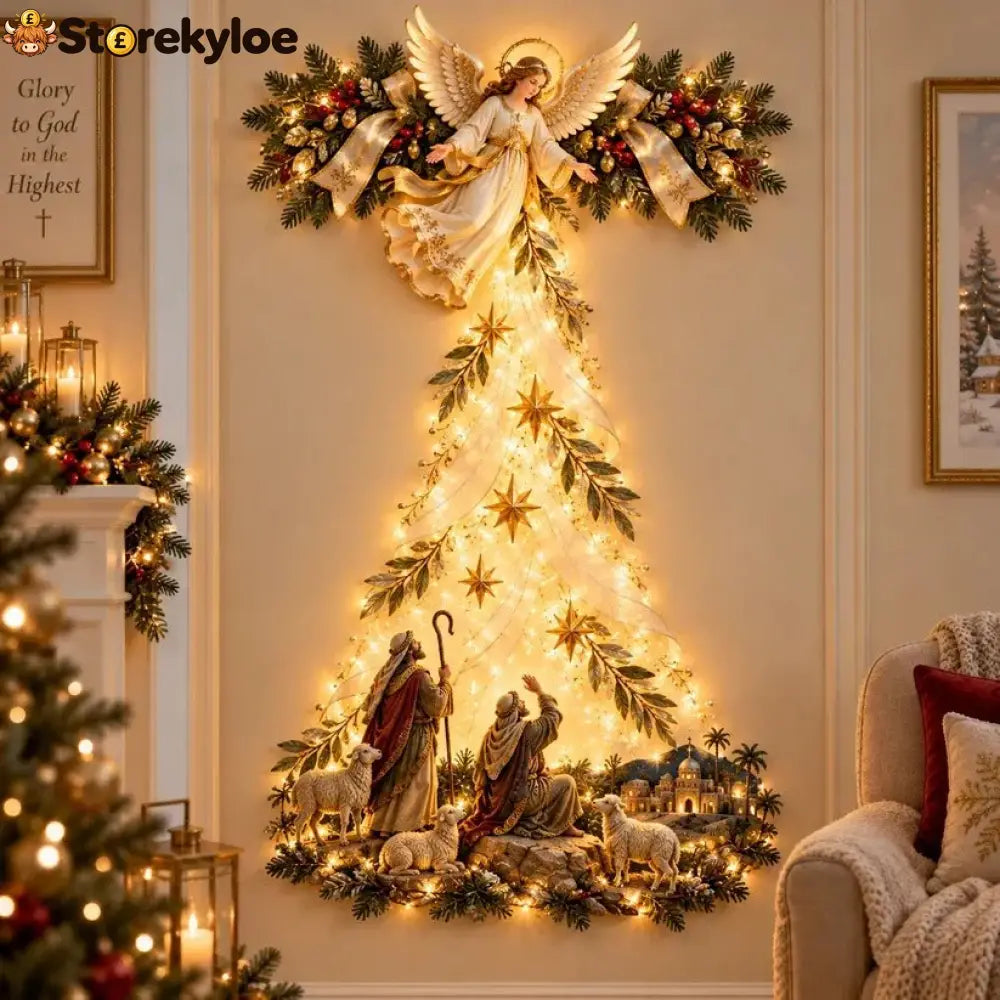 ✨ Christmas Angel Shepherd Wall Art With LED Lights