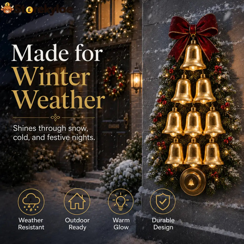 🔔 Christmas Bell Cascade Doorbell – Light-Up Holiday Chime Door Decor 🎄
