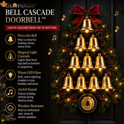 🔔 Christmas Bell Cascade Doorbell – Light-Up Holiday Chime Door Decor 🎄
