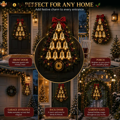 🔔 Christmas Bell Cascade Doorbell – Light-Up Holiday Chime Door Decor 🎄