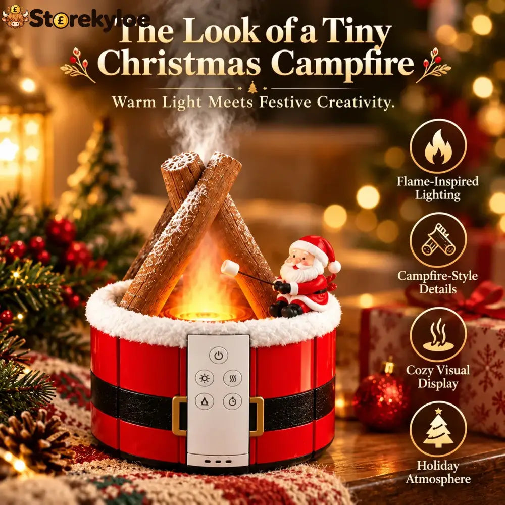 🎄 Christmas Campfire Aroma Diffuser – Cozy Flame-style Glow Festive Mist & Adorable Santa/gingerbread Designs