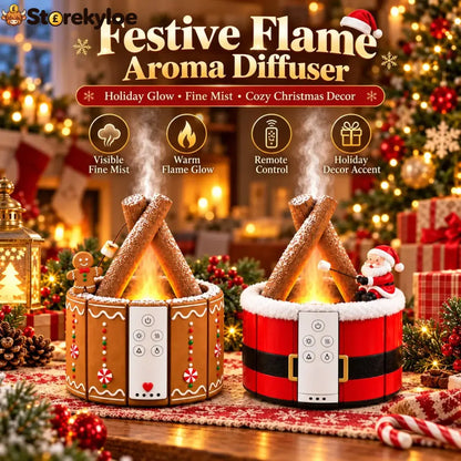 🎄 Christmas Campfire Aroma Diffuser – Cozy Flame-style Glow Festive Mist & Adorable Santa/gingerbread Designs