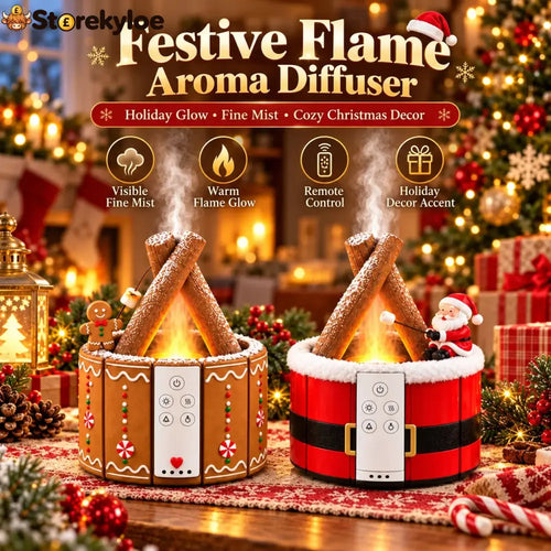 🎄 Christmas Campfire Aroma Diffuser – Cozy Flame-style Glow Festive Mist & Adorable Santa/gingerbread Designs