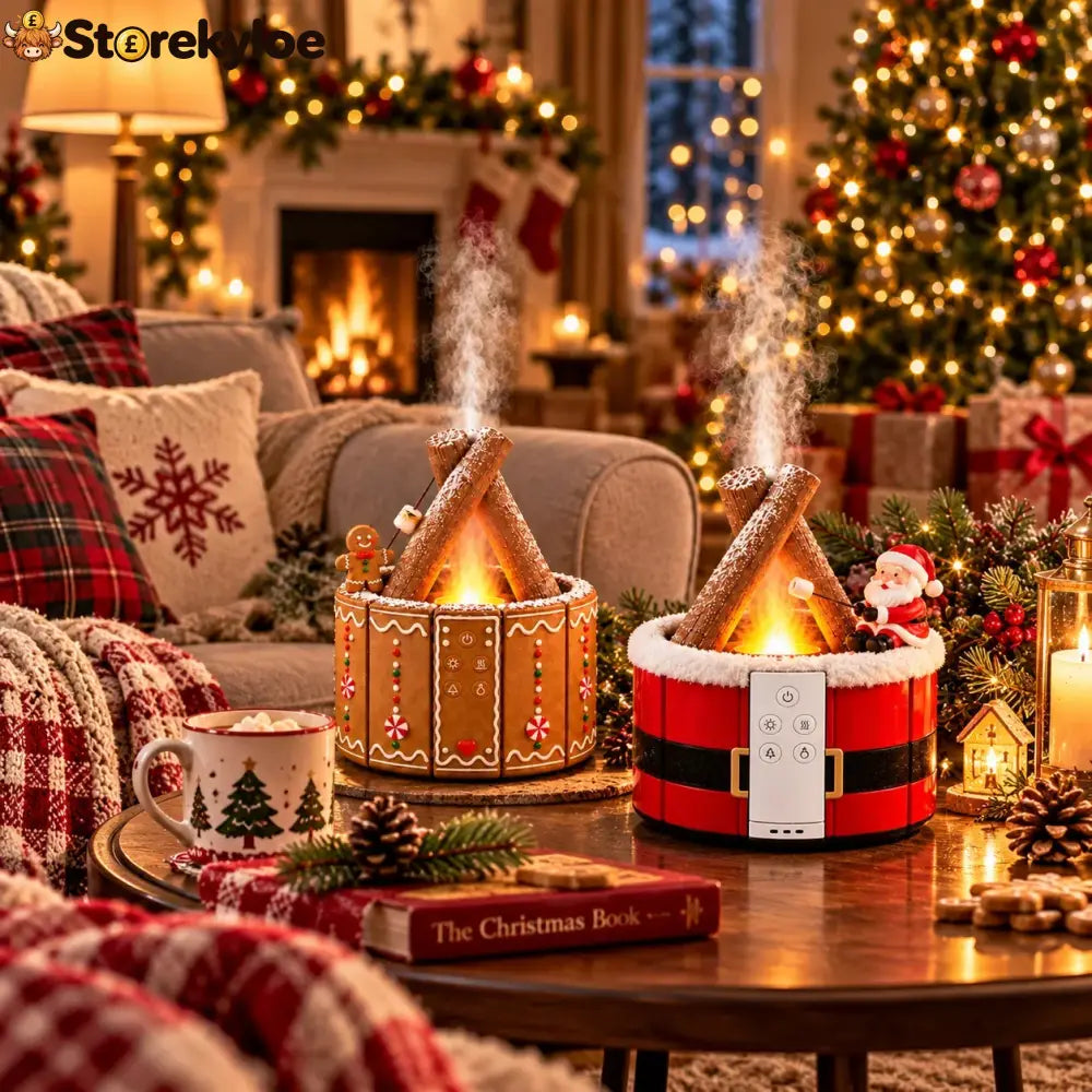 🎄 Christmas Campfire Aroma Diffuser – Cozy Flame-style Glow Festive Mist & Adorable Santa/gingerbread Designs