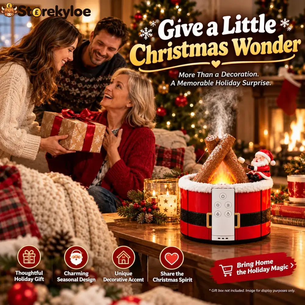 🎄 Christmas Campfire Aroma Diffuser – Cozy Flame-style Glow Festive Mist & Adorable Santa/gingerbread Designs
