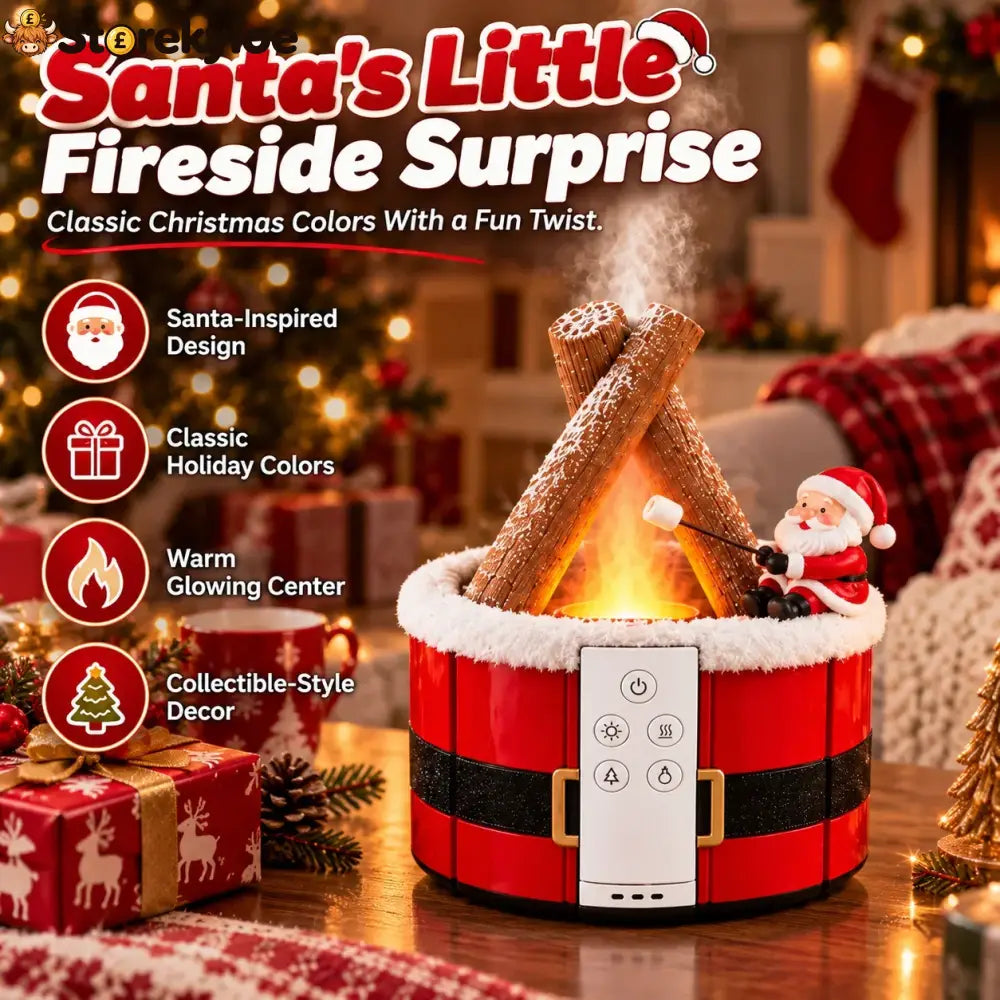 🎄 Christmas Campfire Aroma Diffuser – Cozy Flame-style Glow Festive Mist & Adorable Santa/gingerbread Designs - Santa