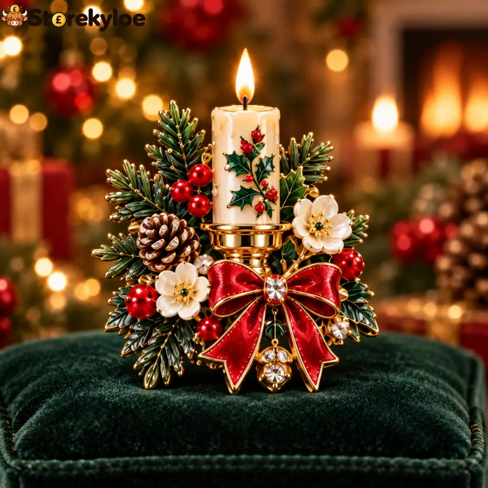 🕯️🎄Christmas Candle Wreath Festive Brooch 🕯️🎄