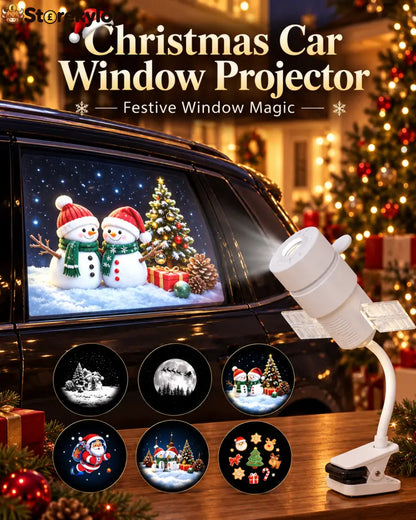 Christmas Car Window Projector – Festive Clip-On Projection Light with Interchangeable Holiday Slides: Turn your parked