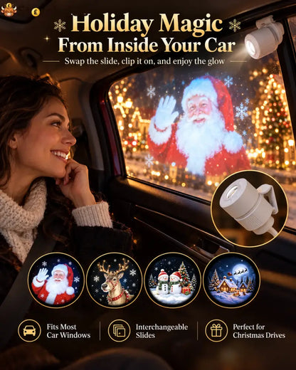 Christmas Car Window Projector – Festive Clip-On Projection Light with Interchangeable Holiday Slides: Turn your parked