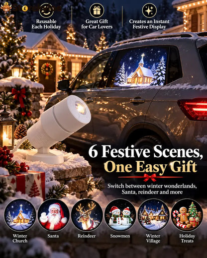 Christmas Car Window Projector – Festive Clip-On Projection Light with Interchangeable Holiday Slides: Turn your parked