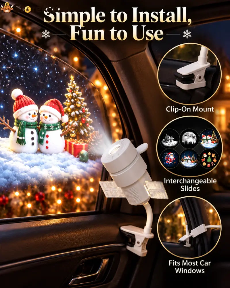 Christmas Car Window Projector – Festive Clip-On Projection Light with Interchangeable Holiday Slides: Turn your parked