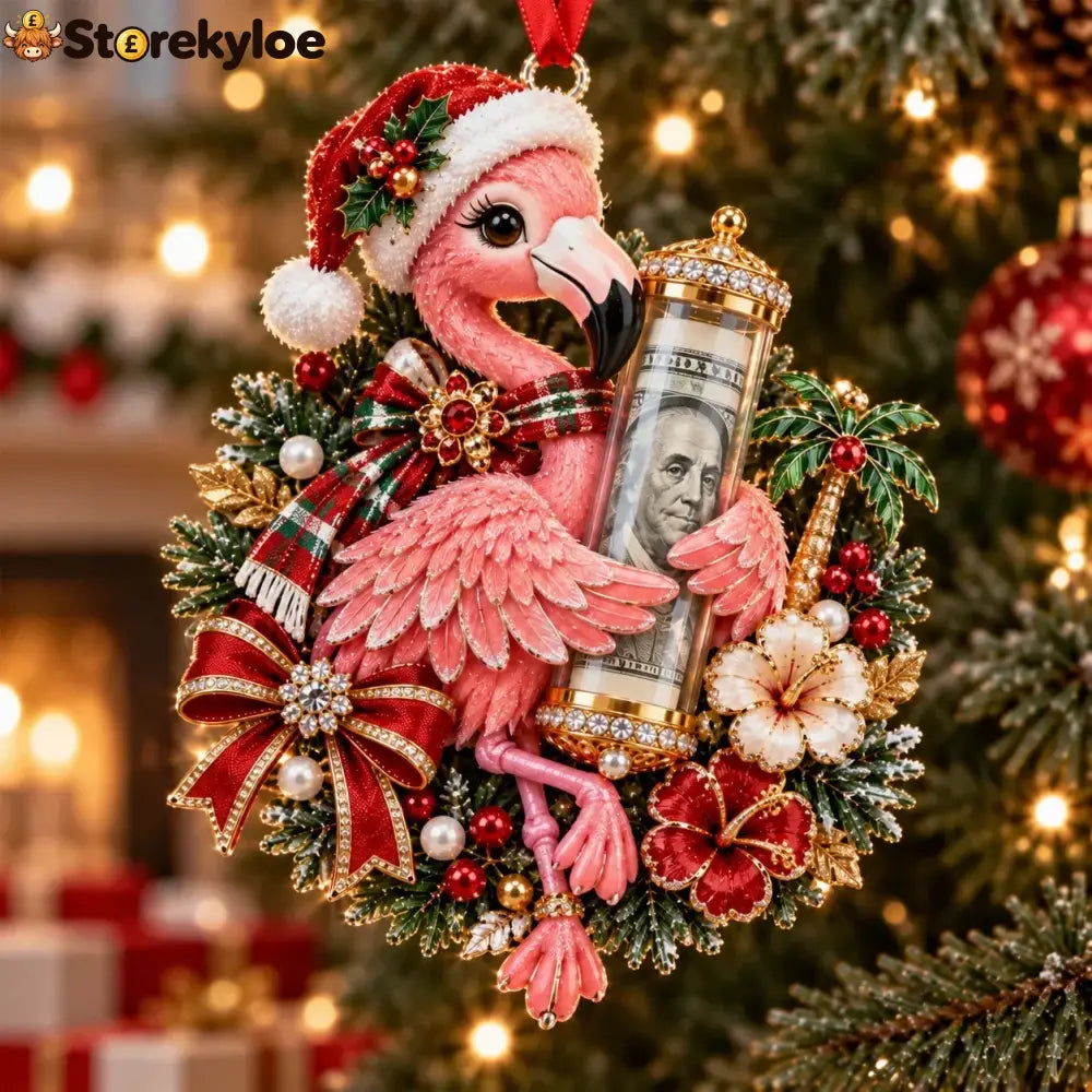 🎄 💵 Christmas Cash Gift Ornament - ✨a Fun Way To Give Money This Christmas - 🦩 Flamingo