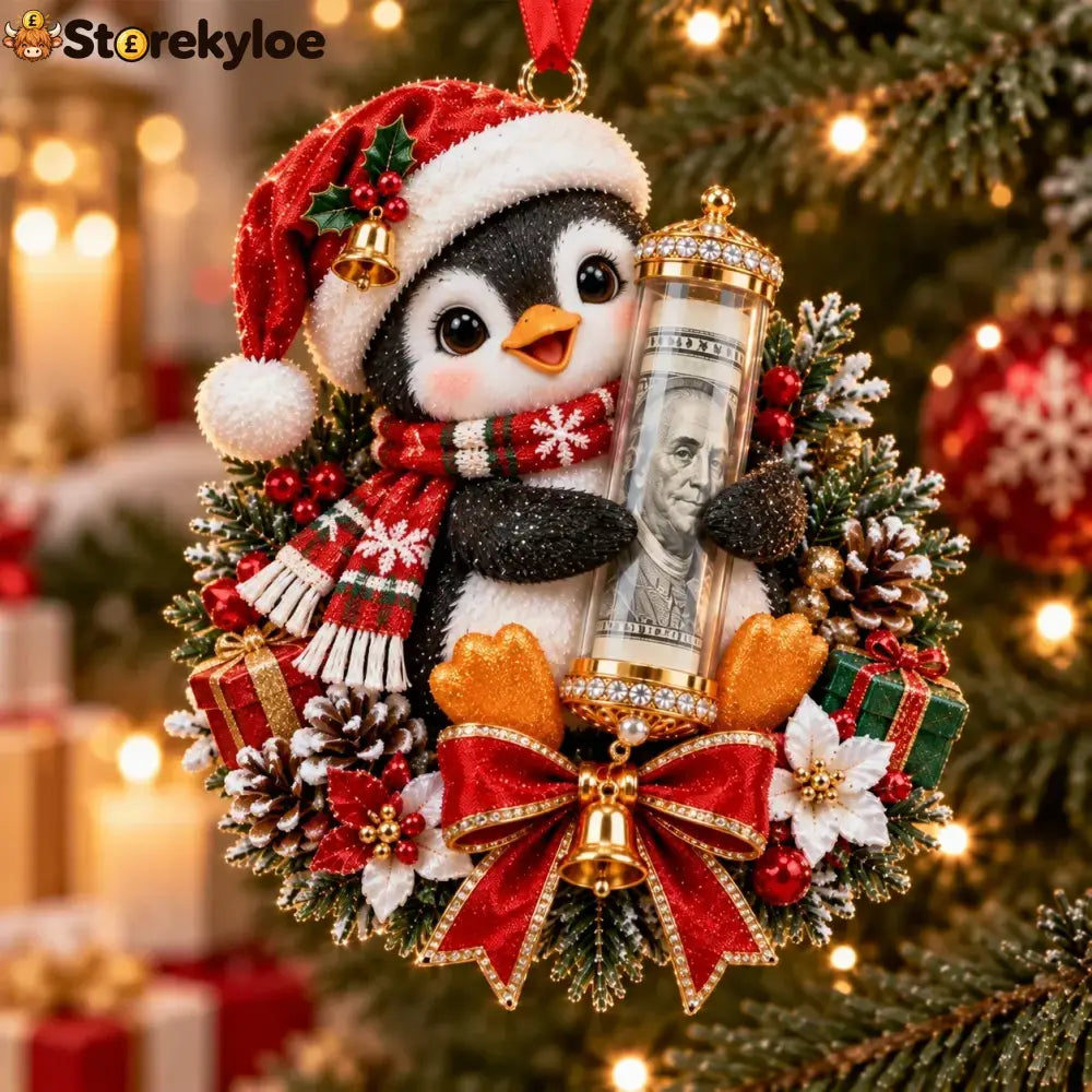 🎄 💵 Christmas Cash Gift Ornament - ✨a Fun Way To Give Money This Christmas - 🐧 Penguin