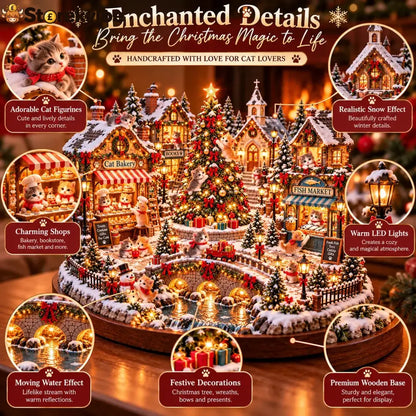 🐱🎄 Christmas Cat Village™ – Lighted Holiday Town for Cat Lovers