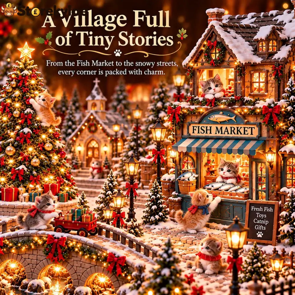 🐱🎄 Christmas Cat Village™ – Lighted Holiday Town for Cat Lovers
