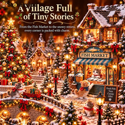 🐱🎄 Christmas Cat Village™ – Lighted Holiday Town for Cat Lovers