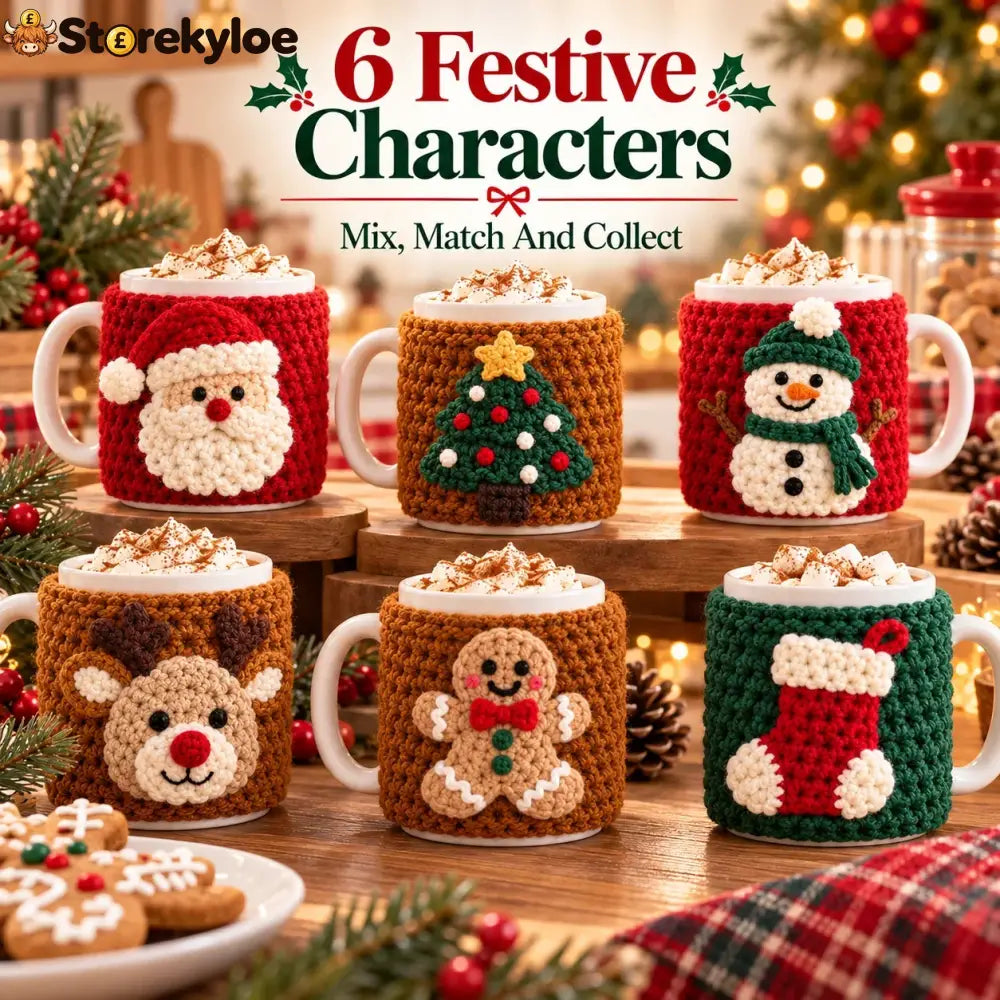 🎄christmas Crochet Mug Cozy - All Style